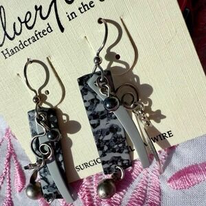 Vintage Silver Forest abstract earrings.  Handmade in USA